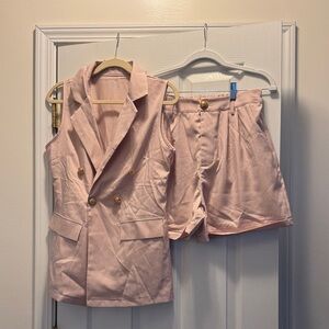 SHEIN Pink Women's Shorts and Vest Set